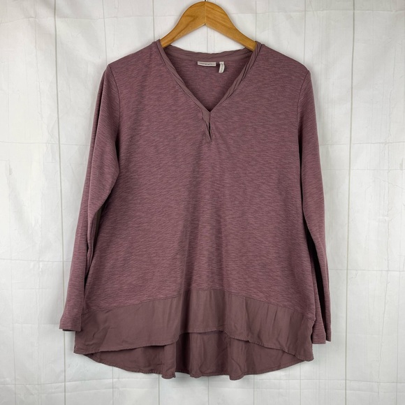 LOGO by Lori Goldstein Purple Long Sleeve V Neck Tee Size L - Picture 1 of 5